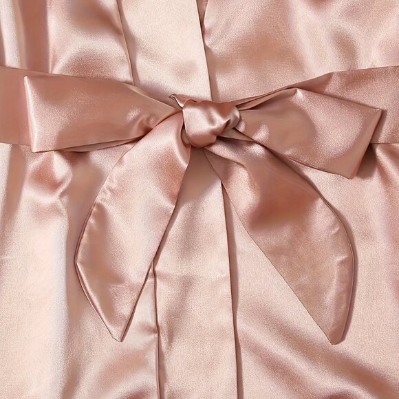 Women's Silky Satin Pajama Set Lingerie Floral Lace Suspender Nightgown 4 Pc Set - Picture 5 of 8